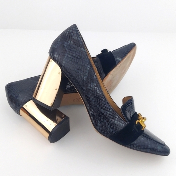 Tory Burch Black and Gold Chain Heels - Picture 16 of 16